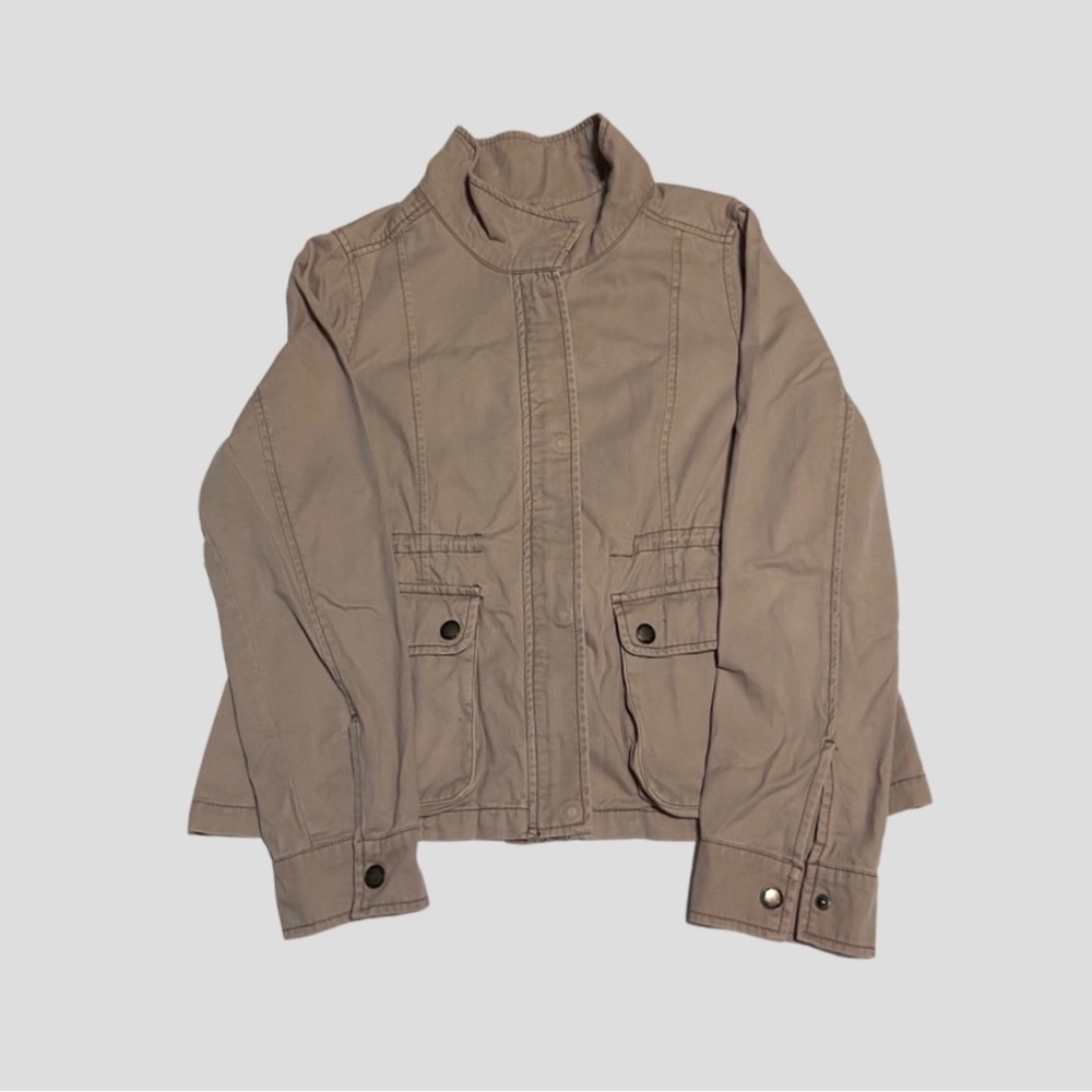 Aeropostale Jacket Military Style Beige Solid Long Sleeve  Full Zip Women